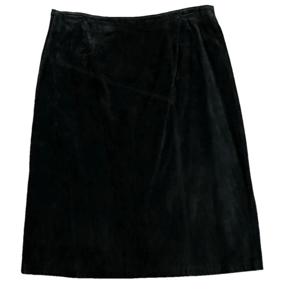 Danier 8 Black Suede Leather Lined Lace-Up Skirt Moto - Picture 5 of 8